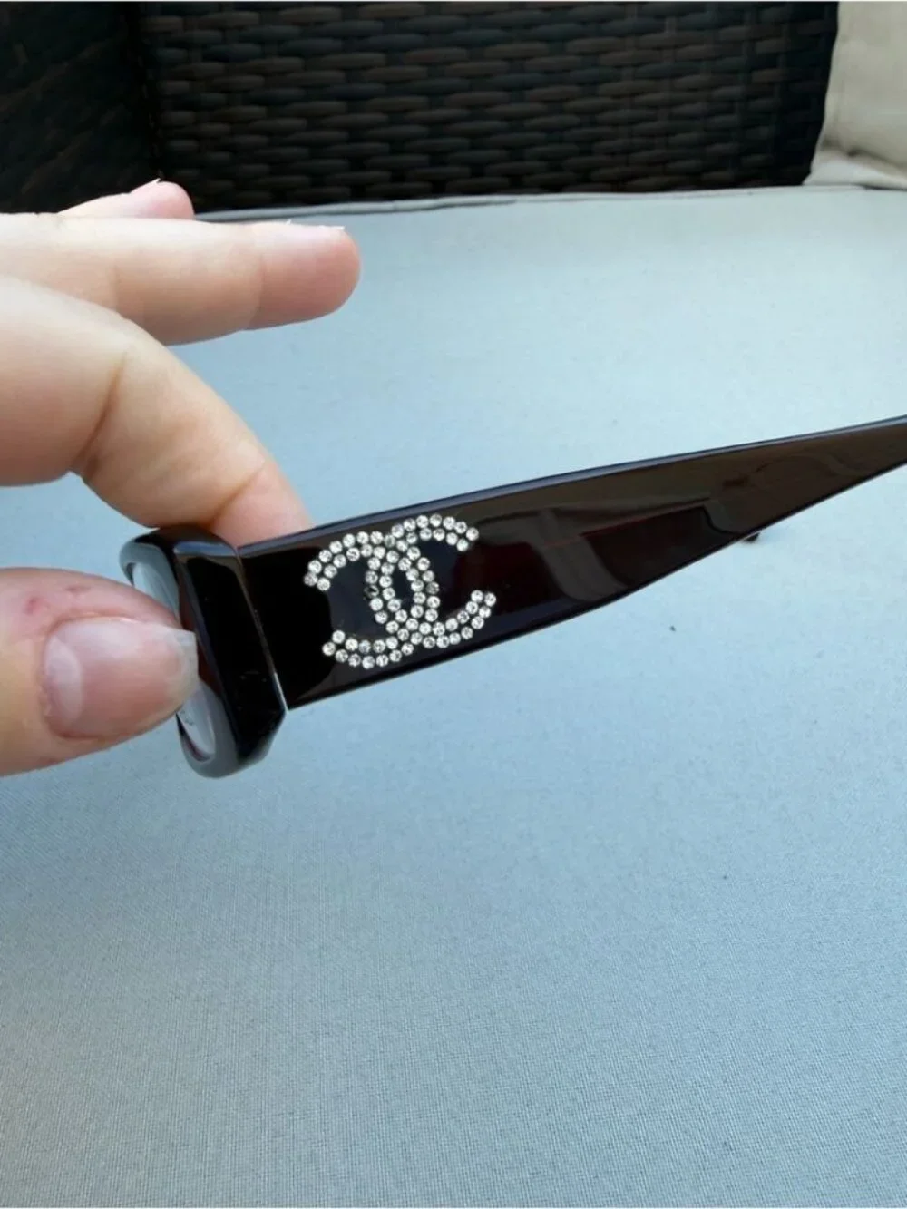 CHANEL Rectangular Crystal CC Logo Glasses in Deep Burgundy